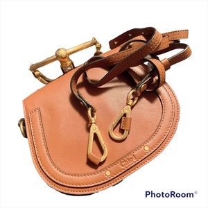 CHLOE Calfskin suede Small Nile Bracelet Bag Caramel